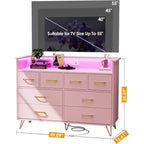 Cassettiera a 8 cassetti Zstar per camera da letto, soggiorno, ingresso con luce a LED e stazione di ricarica