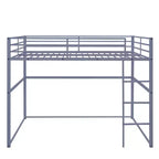 Letto a soppalco in metallo matrimoniale, Struttura letto a soppalco con ringhiere di sicurezza e scaletta piatta, Letto a soppalco singolo per bambini, ragazzi e adulti, Grigio