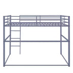 Letto a soppalco in metallo matrimoniale, Struttura letto a soppalco con ringhiere di sicurezza e scaletta piatta, Letto a soppalco singolo per bambini, ragazzi e adulti, Grigio
