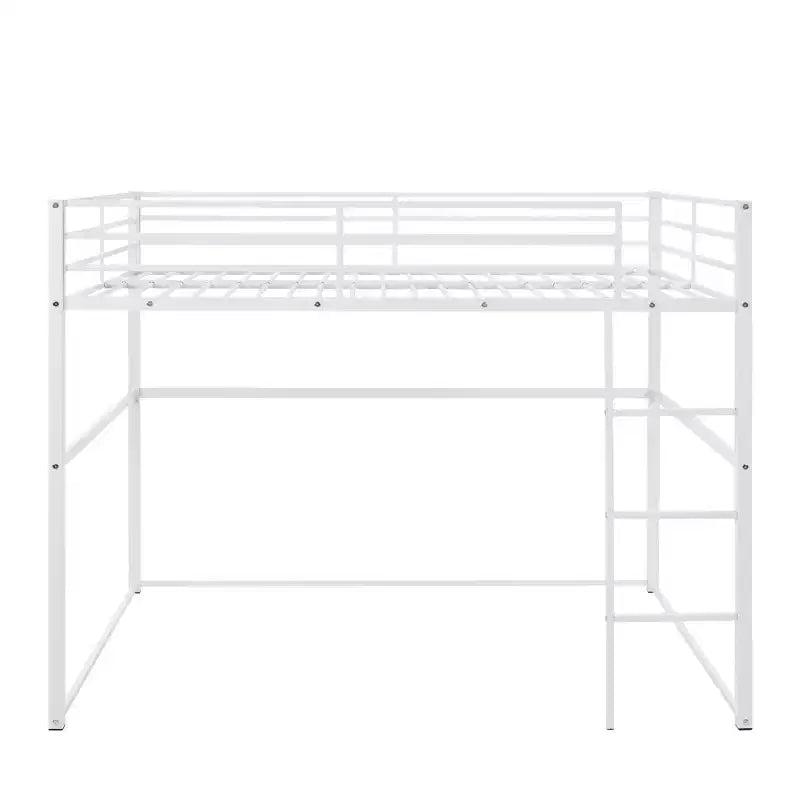 Letto a soppalco in metallo matrimoniale, Struttura letto a soppalco con ringhiere di sicurezza e scaletta piatta, Letto a soppalco singolo per bambini, ragazzi e adulti, Grigio