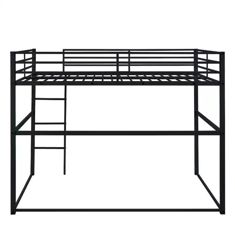 Letto a soppalco in metallo matrimoniale, Struttura letto a soppalco con ringhiere di sicurezza e scaletta piatta, Letto a soppalco singolo per bambini, ragazzi e adulti, Grigio