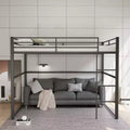 Letto a soppalco in metallo matrimoniale, Struttura letto a soppalco con ringhiere di sicurezza e scaletta piatta, Letto a soppalco singolo per bambini, ragazzi e adulti, Grigio