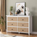 GustoWave 6 Drawer Dressers for Bedroom, Chest of Drawers with Storage & Waveform Fluted Panel Design
