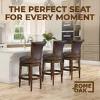 ROME + OAK Sgabello Girevole Runyan, Similpelle Vintage Marrone