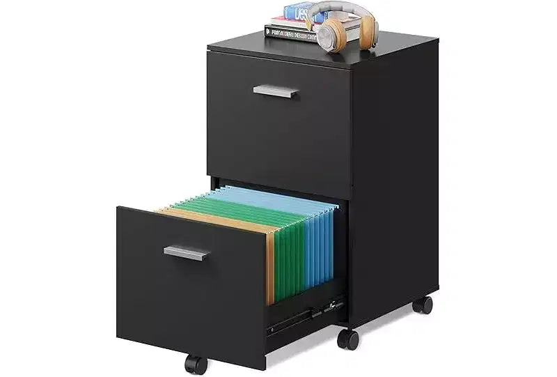 GALAXHERO Mobile Cassettiera Classificatore con 2 Cassetti, Supporto Stampante in Legno, Organizer per Ufficio con Serratura, Formato Letterale