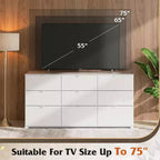 Cassettiera GALAXHERO a 9 cassetti, Comò Moderno in Legno con Maniglie in Metallo, Porta TV per TV da 75 Pollici, Organizer per Camera da Letto, Soggiorno, Ufficio