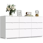 Cassettiera GALAXHERO a 9 cassetti, Comò Moderno in Legno con Maniglie in Metallo, Porta TV per TV da 75 Pollici, Organizer per Camera da Letto, Soggiorno, Ufficio