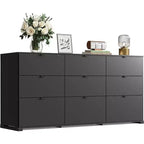 Cassettiera GALAXHERO a 9 cassetti, Comò Moderno in Legno con Maniglie in Metallo, Porta TV per TV da 75 Pollici, Organizer per Camera da Letto, Soggiorno, Ufficio