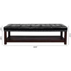 Panca ottomana Okak Modern a 2 livelli con design a rivetto e ripiano aperto, ottomana imbottita con contenitore per camera da letto, ingresso