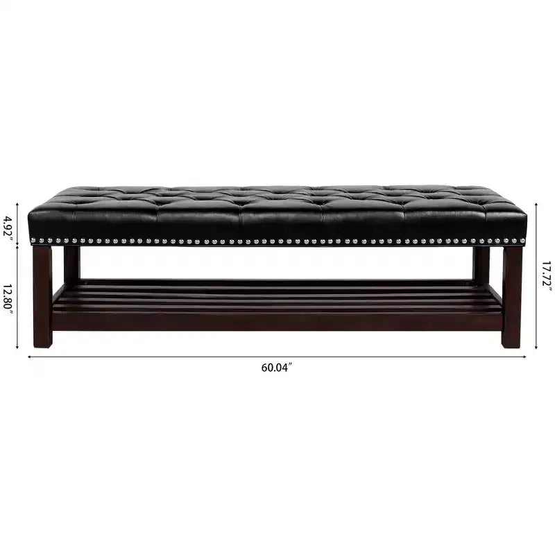 Panca ottomana Okak Modern a 2 livelli con design a rivetto e ripiano aperto, ottomana imbottita con contenitore per camera da letto, ingresso