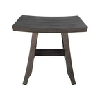 HomeRoots 18 Antiqued Gray Teak Rectangular Shower Bench