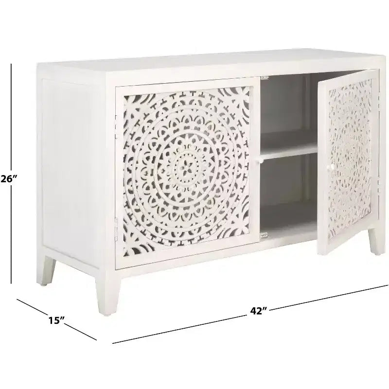 Mobile TV Raelie a 2 ripiani e 2 ante - MED5301 - Bianco Lavato - Safavieh