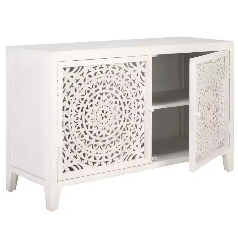 Mobile TV Raelie a 2 ripiani e 2 ante - MED5301 - Bianco Lavato - Safavieh