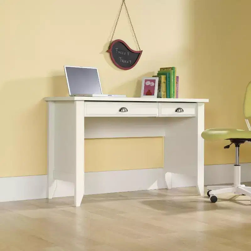HomeStock Shoal Creek White Computer Desk  47.5 L x 19.5 W x 30 H, Slide-Out Keyboard Shelf
