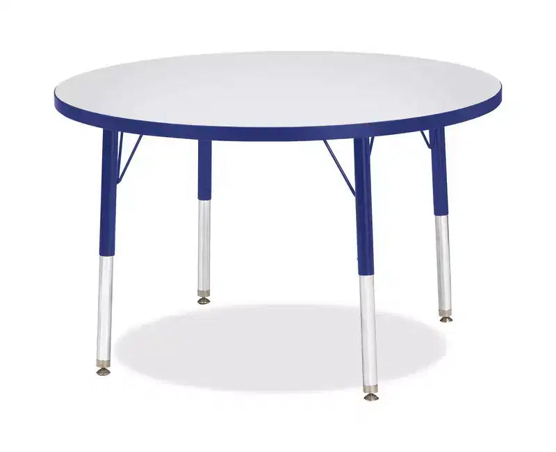 Jonti-Craft Berries tavolo rotondo (36 x 36) con bordo colorato altezza scuola primaria blu