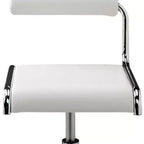 HomeRoots Set di due sedie da bar con schienale basso regolabile in altezza in metallo bianco e argento e similpelle