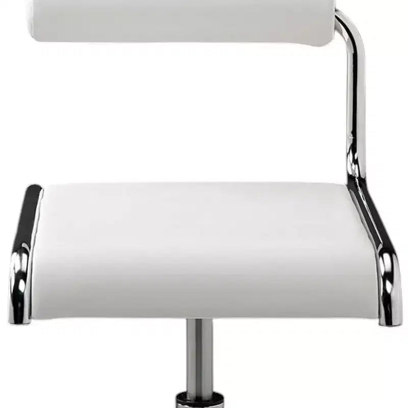 HomeRoots Set di due sedie da bar con schienale basso regolabile in altezza in metallo bianco e argento e similpelle