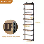 GustoWave Scaffale portaoggetti da appendere alla porta a 8 livelli, portaspezie in metallo regolabile, cestello portaoggetti da appendere alla porta per dispensa, 45x5.5x170cm