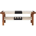 Munich Bench With Shelf - BCH3703 - Beige Black/Natural - Safavieh