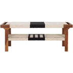 Munich Bench With Shelf - BCH3703 - Beige Black/Natural - Safavieh