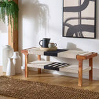 Panca Monaco con ripiano - BCH3703 - Beige Nero/Naturale - Safavieh