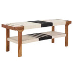 Panca Monaco con ripiano - BCH3703 - Beige Nero/Naturale - Safavieh