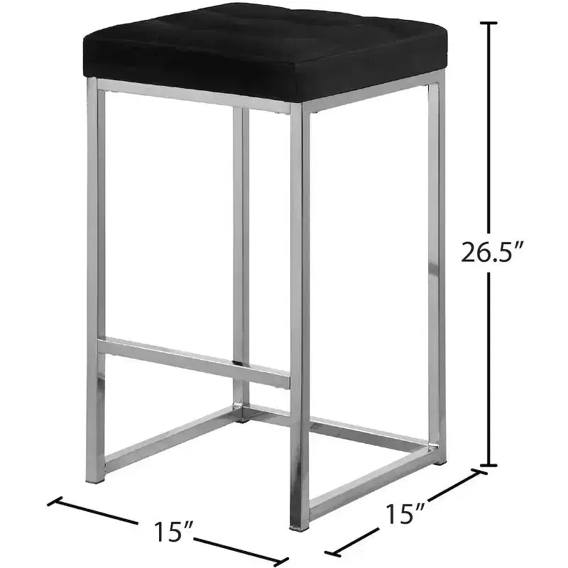 Meridian Furniture, Sgabello Nicola in velluto nero, Set da 2