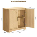 Madia per Porta in Rattan con Ripiani, Mobile Contenitore Moderno a Buffet per Sala da Pranzo, Soggiorno, Ingresso o Cucina