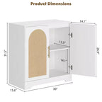 Madia per Porta in Rattan con Ripiani, Mobile Contenitore Moderno a Buffet per Sala da Pranzo, Soggiorno, Ingresso o Cucina