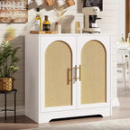 Madia per Porta in Rattan con Ripiani, Mobile Contenitore Moderno a Buffet per Sala da Pranzo, Soggiorno, Ingresso o Cucina