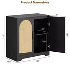 Madia per Porta in Rattan con Ripiani, Mobile Contenitore Moderno a Buffet per Sala da Pranzo, Soggiorno, Ingresso o Cucina