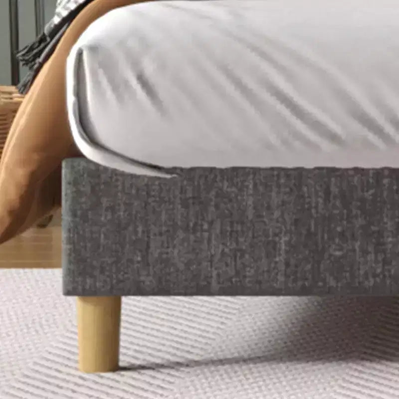 Letto a Piattaforma Rivestito in Lino con Testiera Regolabile in Altezza, Struttura Letto Singolo in Metallo con Robuste Doghe in Legno e Gambe di Supporto