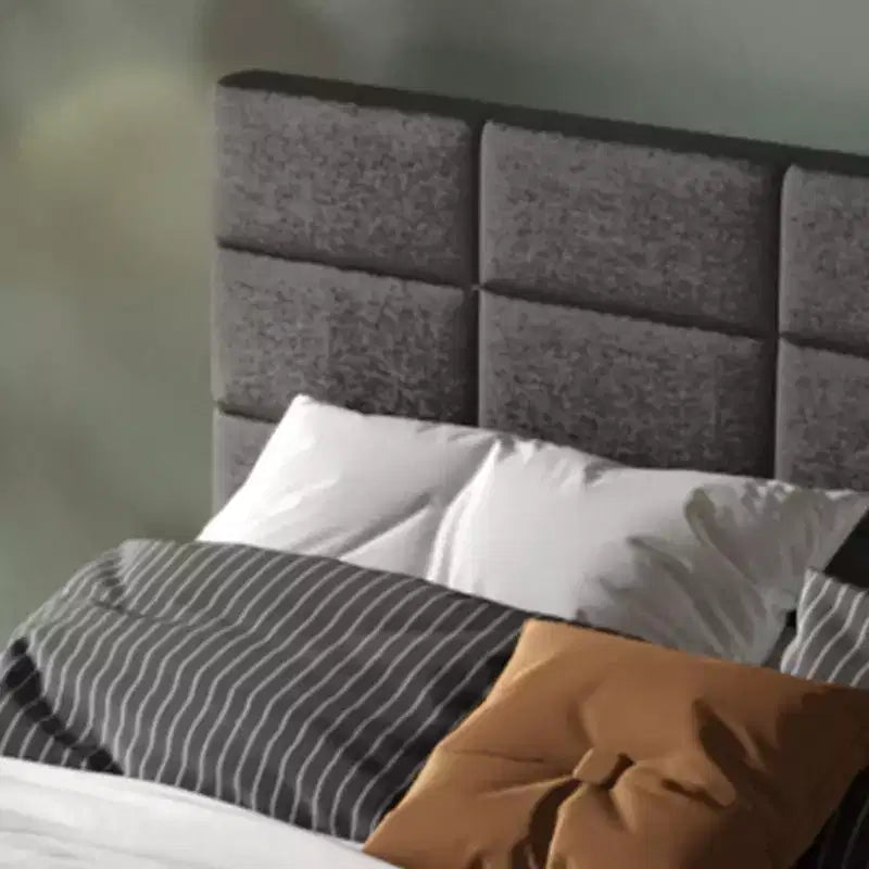 Letto a Piattaforma Rivestito in Lino con Testiera Regolabile in Altezza, Struttura Letto Singolo in Metallo con Robuste Doghe in Legno e Gambe di Supporto