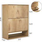 Scarpiera Sottile con Scanalature, Cassetti a Ribalta e Ganci Laterali, Organizer Salvaspazio per Ingresso, Corridoio o Appartamento, Finitura Rovere