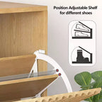 Scarpiera Sottile con Scanalature, Cassetti a Ribalta e Ganci Laterali, Organizer Salvaspazio per Ingresso, Corridoio o Appartamento, Finitura Rovere