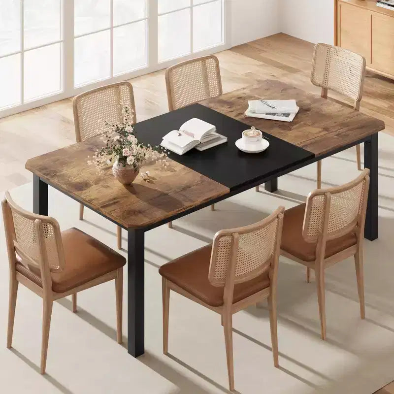 Tavolo da cucina da 78 pollici per 6-8 persone, tavolo da pranzo industriale con struttura in metallo, tavolo da pranzo rettangolare ampio e grande per cucina, sala da pranzo