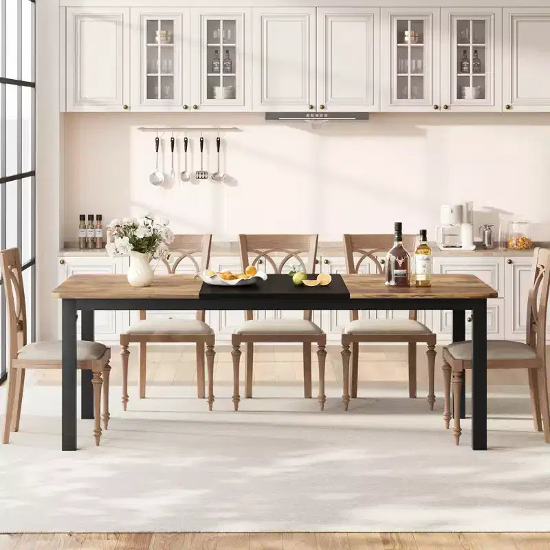 Tavolo da cucina da 78 pollici per 6-8 persone, tavolo da pranzo industriale con struttura in metallo, tavolo da pranzo rettangolare ampio e grande per cucina, sala da pranzo