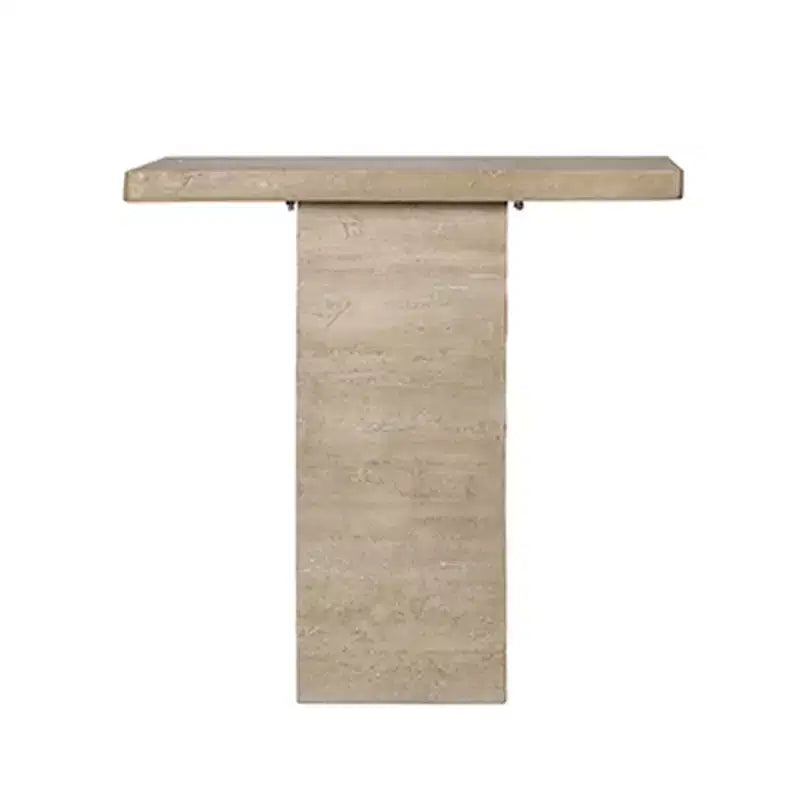 Tavolino da caffè quadrato color crema con base a piedistallo 35,5x14x35,5