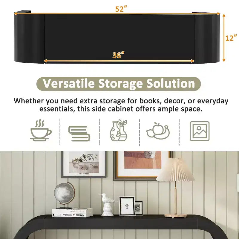 TUYOHW 52 Tavolo Consolle Moderno, Tavolino da Ingresso Sottile con Linee Curve Eleganti, Robusto Tavolino da Divano Stretto per Corridoio, Soggiorno, Ingresso