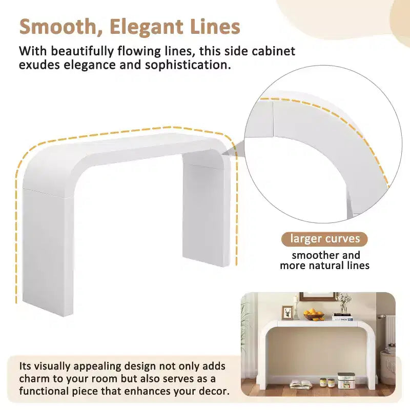 TUYOHW 52 Tavolo Consolle Moderno, Tavolino da Ingresso Sottile con Linee Curve Eleganti, Robusto Tavolino da Divano Stretto per Corridoio, Soggiorno, Ingresso