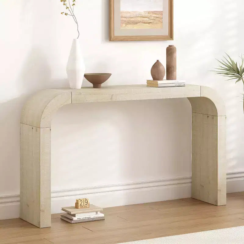 TUYOHW 52 Tavolo Consolle Moderno, Tavolino da Ingresso Sottile con Linee Curve Eleganti, Robusto Tavolino da Divano Stretto per Corridoio, Soggiorno, Ingresso