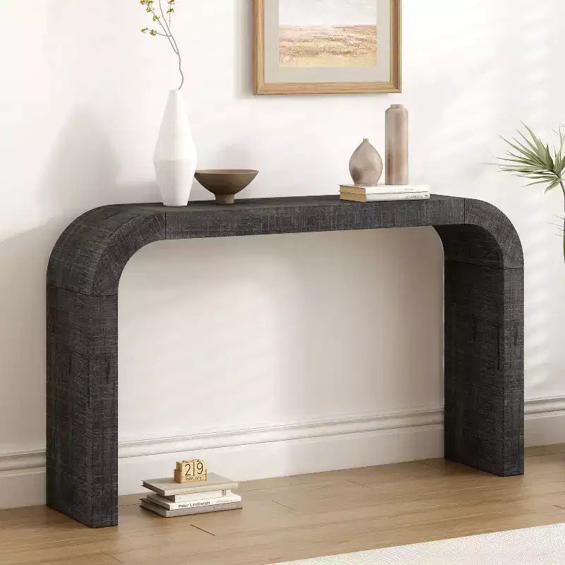 TUYOHW 52 Tavolo Consolle Moderno, Tavolino da Ingresso Sottile con Linee Curve Eleganti, Robusto Tavolino da Divano Stretto per Corridoio, Soggiorno, Ingresso