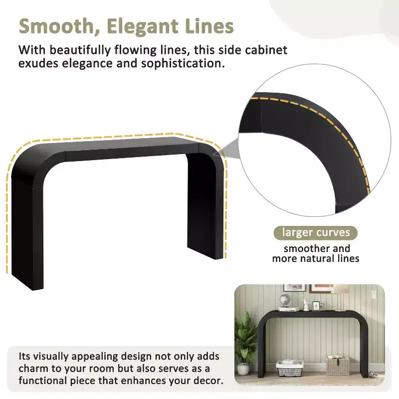 TUYOHW 52 Tavolo Consolle Moderno, Tavolino da Ingresso Sottile con Linee Curve Eleganti, Robusto Tavolino da Divano Stretto per Corridoio, Soggiorno, Ingresso