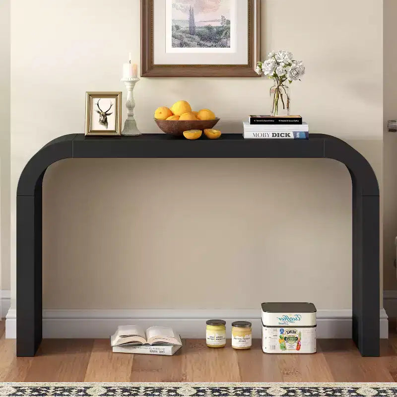 TUYOHW 52 Tavolo Consolle Moderno, Tavolino da Ingresso Sottile con Linee Curve Eleganti, Robusto Tavolino da Divano Stretto per Corridoio, Soggiorno, Ingresso