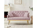 Loveseat Sofa Sleeper, Upholstered Foam Couch with Metal Legs and 2 Pillows for Living Room, Guest Room, Office