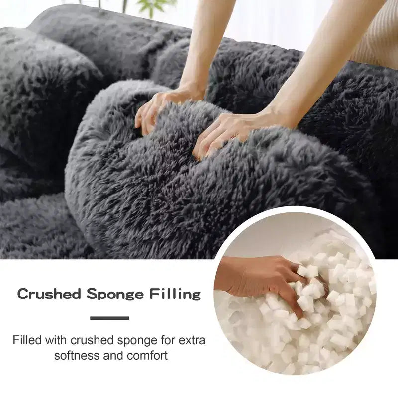 Divano modulare a L in morbido peluche, spugna ad alta densità 32D, fondo antiscivolo, combinazione libera, nessun assemblaggio, connessione a fibbia per salotti