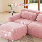 Divano modulare a L in morbido peluche, spugna ad alta densità 32D, fondo antiscivolo, combinazione libera, nessun assemblaggio, connessione a fibbia per salotti