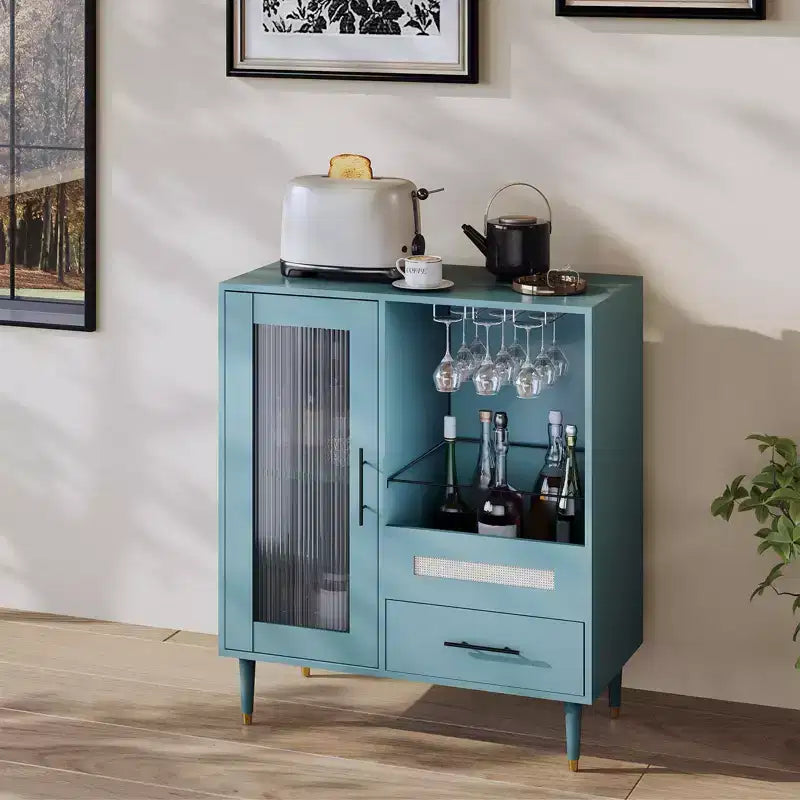 COZONY Madia con Portabottiglie/Portabicchieri, Credenza/Mobile Buffet con Cassetti e Ripiani Regolabili per Sala da Pranzo