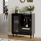 COZONY Storage Sideboard with Glass Racks, Buffet Cabinet w/ Drawer & Adjustable Shelves for Dining Room