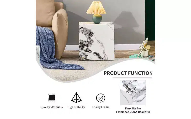 Tavolino da caffè in MDF con texture naturale TUYOHW, Tavolino centrale di facile montaggio per soggiorno, Tavolino d'accento di lusso per soggiorno, Tavolino a cubo